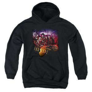 AN OFFCIALLY LICENSED FARSCAPE GRAPHIC COLLAGE YOUTH HOODIE BLACK