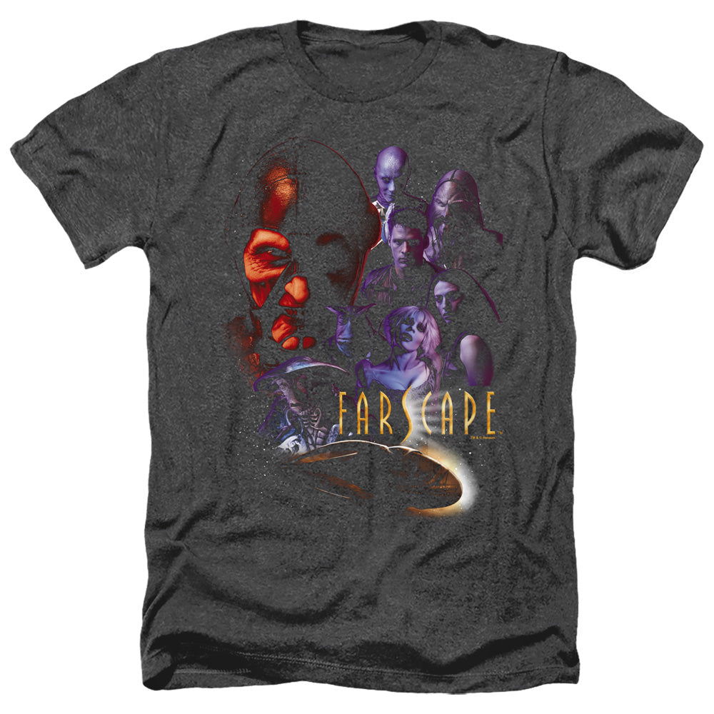 AN OFFCIALLY LICENSED FARSCAPE CRIMINALLY EPIC MEN'S HEATHER T-SHIRT CHARCOAL