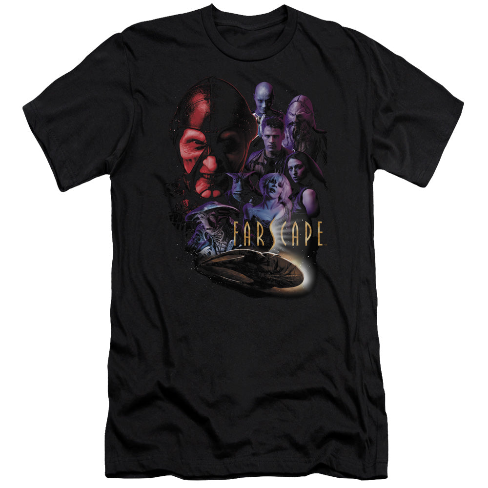 AN OFFCIALLY LICENSED FARSCAPE CRIMINALLY EPIC MEN'S PREMIUM SLIM FIT T-SHIRT BLACK