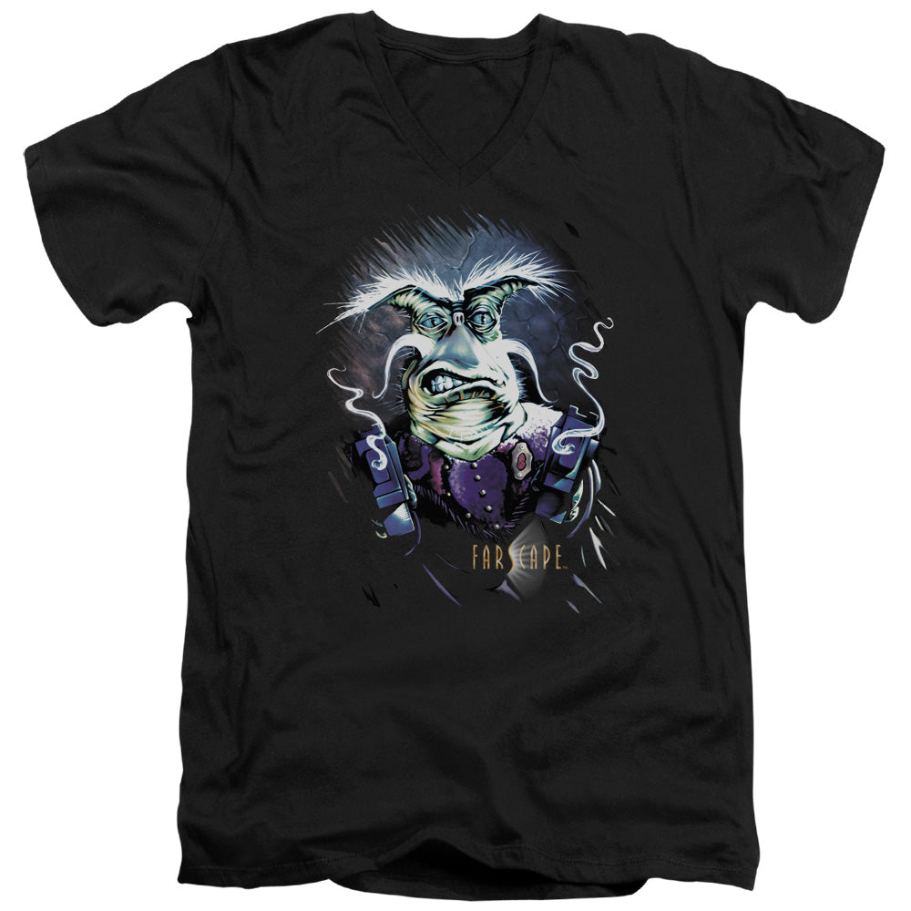 AN OFFCIALLY LICENSED FARSCAPE RYGEL SMOKING GUNS MEN'S V-NECK T-SHIRT BLACK