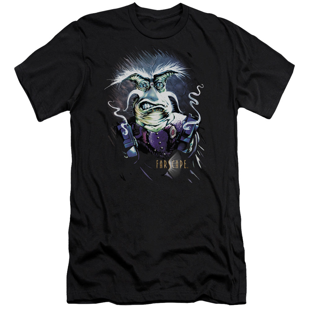 AN OFFCIALLY LICENSED FARSCAPE RYGEL SMOKING GUNS MEN'S PREMIUM SLIM FIT T-SHIRT BLACK