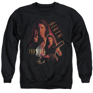 AN OFFCIALLY LICENSED FARSCAPE AERYN ADULT UNISEX CREWNECK SWEATSHIRT BLACK
