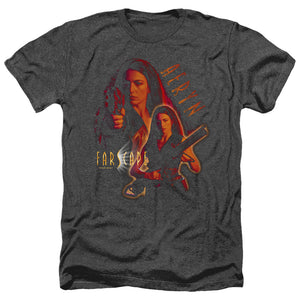 AN OFFCIALLY LICENSED FARSCAPE AERYN MEN'S HEATHER T-SHIRT CHARCOAL