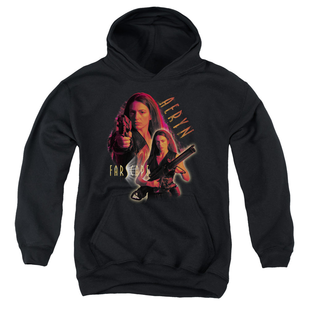 AN OFFCIALLY LICENSED FARSCAPE AERYN YOUTH HOODIE BLACK