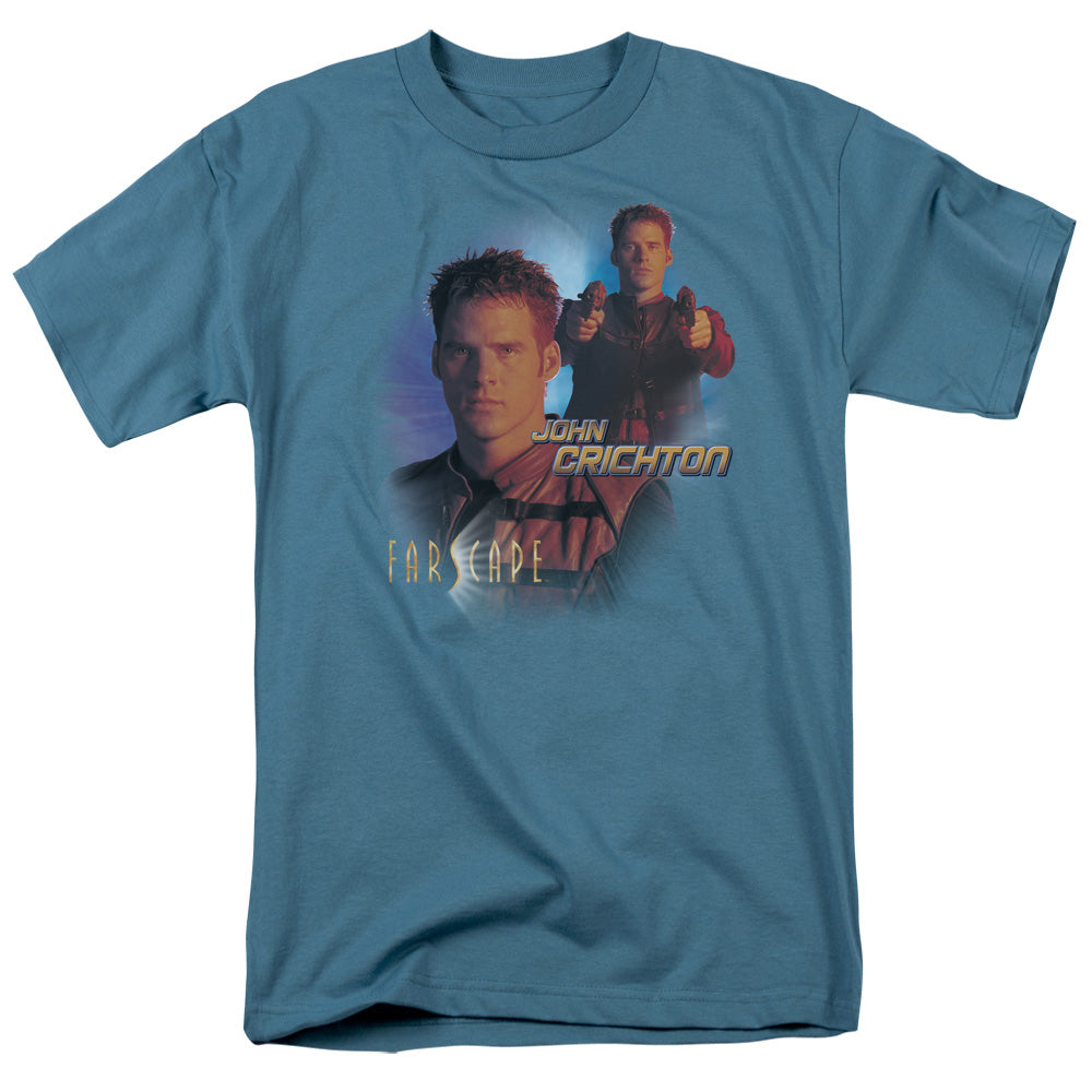 AN OFFCIALLY LICENSED FARSCAPE JOHN CRICHTON MEN'S REGULAR FIT T-SHIRT SLATE