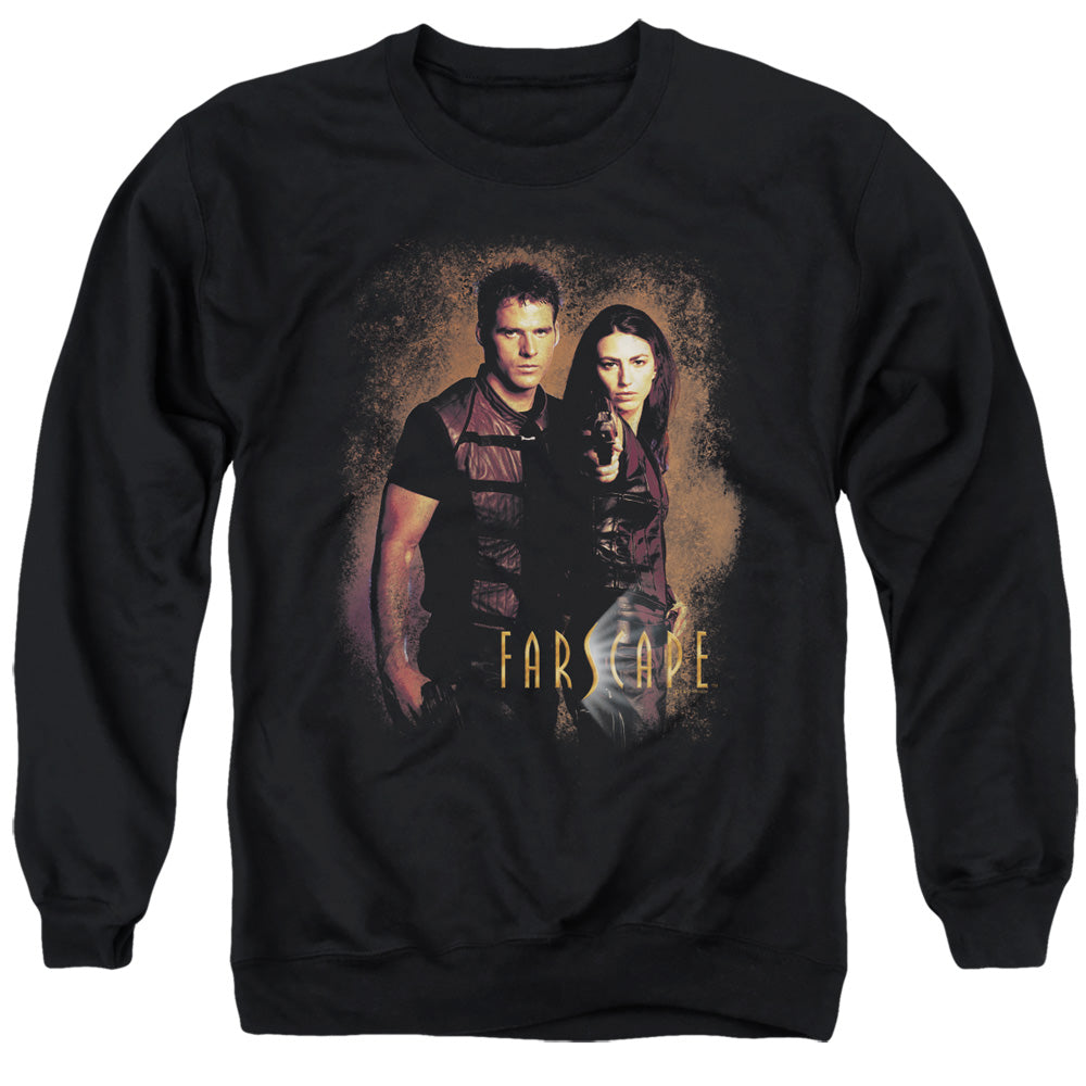 AN OFFCIALLY LICENSED FARSCAPE WANTED ADULT UNISEX CREWNECK SWEATSHIRT BLACK