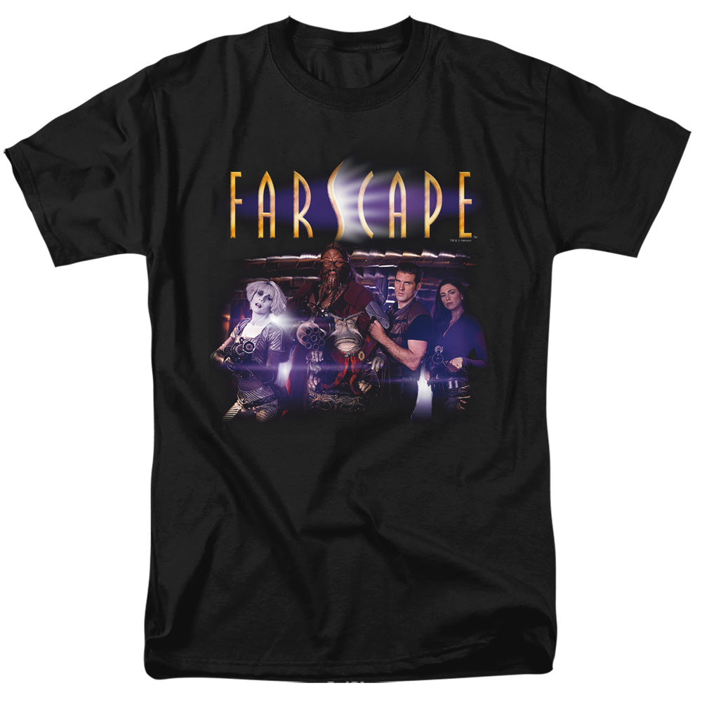 AN OFFCIALLY LICENSED FARSCAPE FLARESCAPE MEN'S REGULAR FIT T-SHIRT BLACK