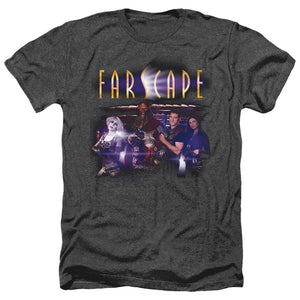 AN OFFCIALLY LICENSED FARSCAPE FLARESCAPE MEN'S HEATHER T-SHIRT CHARCOAL