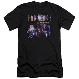 AN OFFCIALLY LICENSED FARSCAPE FLARESCAPE MEN'S PREMIUM SLIM FIT T-SHIRT BLACK