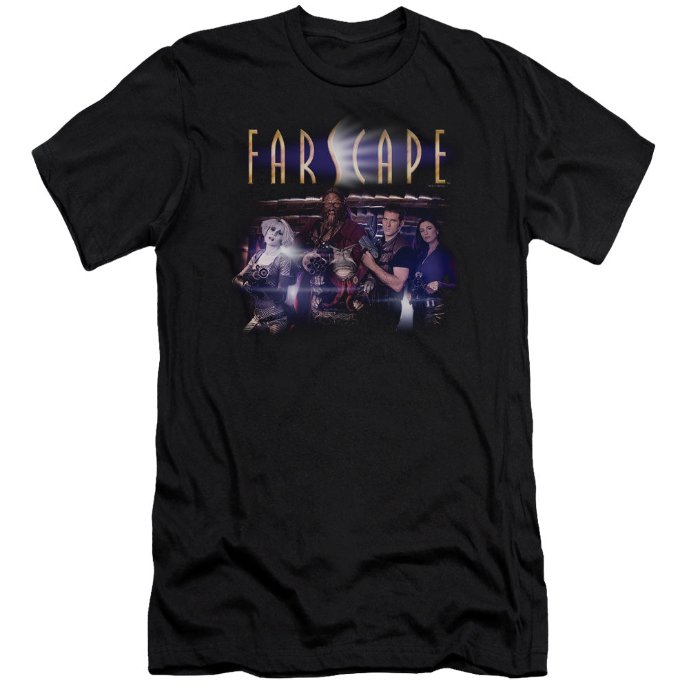 AN OFFCIALLY LICENSED FARSCAPE FLARESCAPE MEN'S PREMIUM SLIM FIT T-SHIRT BLACK