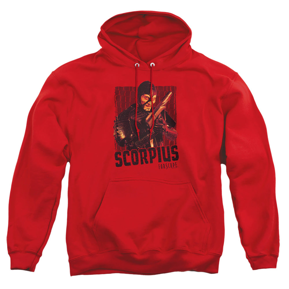 AN OFFCIALLY LICENSED FARSCAPE SCORPIUS ADULT UNISEX PULLOVER HOODIE RED
