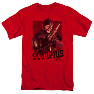 AN OFFCIALLY LICENSED FARSCAPE SCORPIUS MEN'S REGULAR FIT T-SHIRT RED