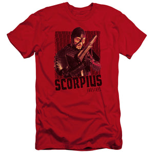 AN OFFCIALLY LICENSED FARSCAPE SCORPIUS MEN'S PREMIUM SLIM FIT T-SHIRT RED