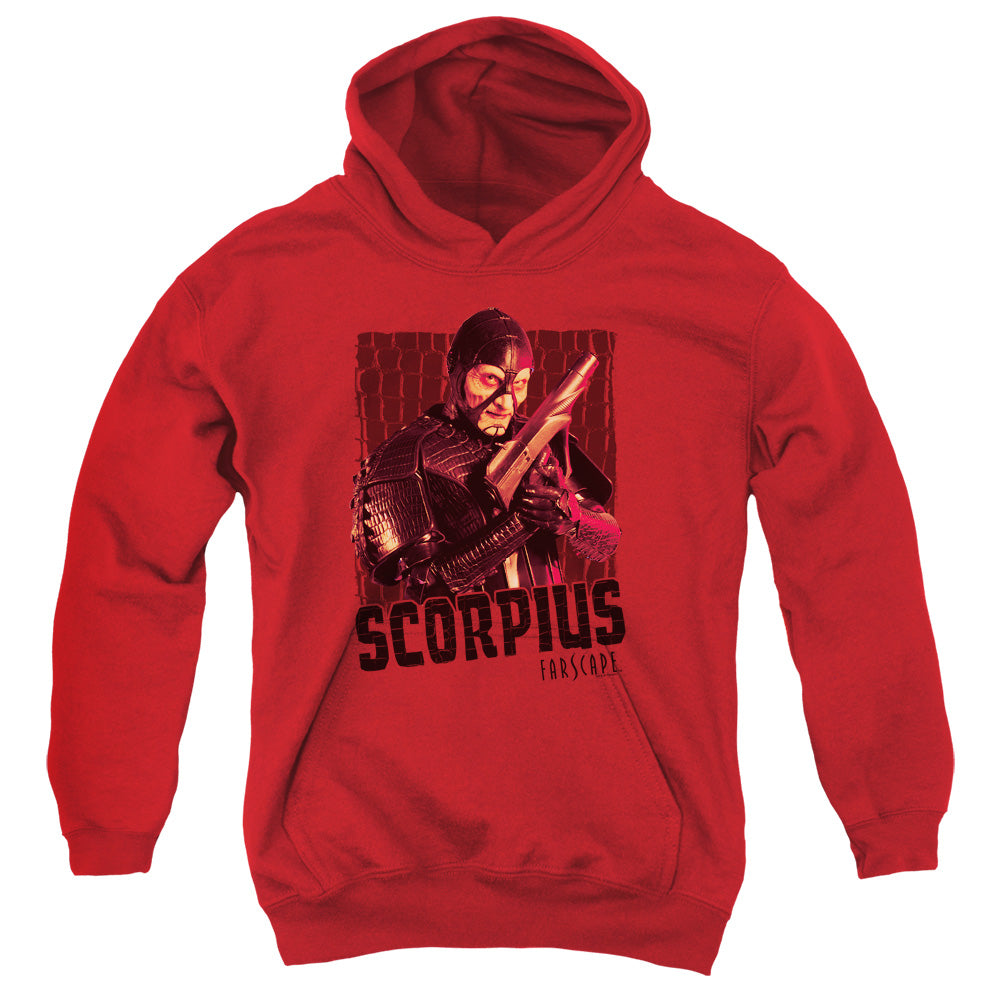 AN OFFCIALLY LICENSED FARSCAPE SCORPIUS YOUTH HOODIE RED
