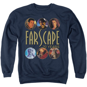 AN OFFCIALLY LICENSED FARSCAPE 20 YEARS ADULT UNISEX CREWNECK SWEATSHIRT NAVY
