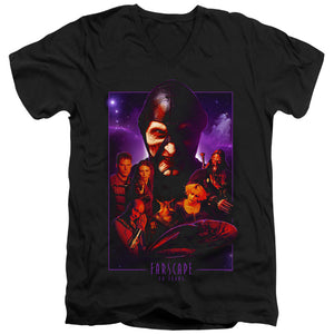 AN OFFCIALLY LICENSED FARSCAPE 20 YEARS COLLAGE MEN'S V-NECK T-SHIRT BLACK