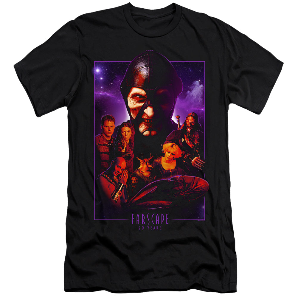 AN OFFCIALLY LICENSED FARSCAPE 20 YEARS COLLAGE MEN'S PREMIUM SLIM FIT T-SHIRT BLACK