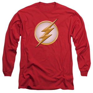 AN OFFCIALLY LICENSED FLASH NEW LOGO MEN'S LONG SLEEVE T-SHIRT RED