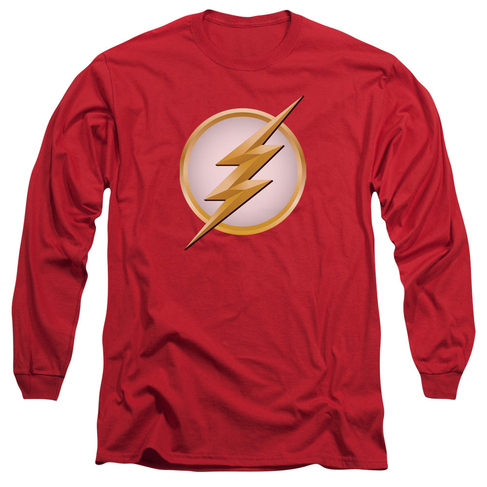 AN OFFCIALLY LICENSED FLASH NEW LOGO MEN'S LONG SLEEVE T-SHIRT RED