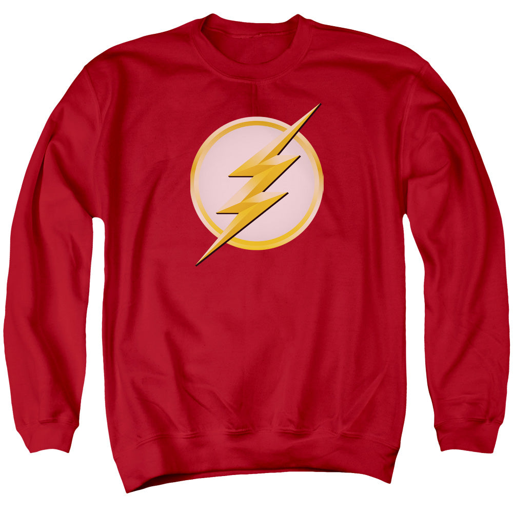 AN OFFCIALLY LICENSED FLASH NEW LOGO ADULT UNISEX CREWNECK SWEATSHIRT RED