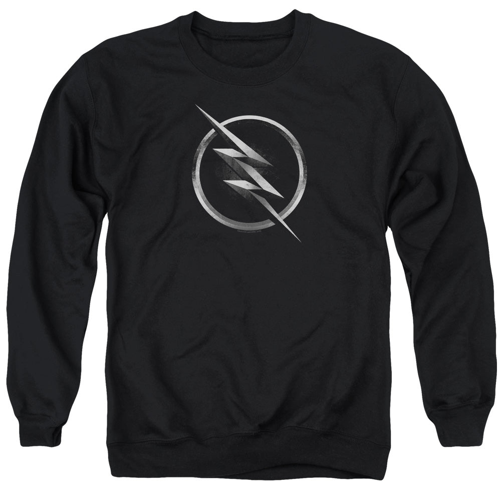 AN OFFCIALLY LICENSED FLASH ZOOM LOGO ADULT UNISEX CREWNECK SWEATSHIRT BLACK