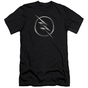 AN OFFCIALLY LICENSED FLASH ZOOM LOGO MEN'S PREMIUM SLIM FIT T-SHIRT BLACK