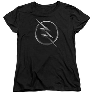 AN OFFCIALLY LICENSED FLASH ZOOM LOGO WOMEN'S REGULAR FIT T-SHIRT BLACK