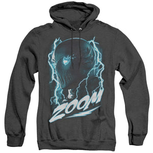 AN OFFCIALLY LICENSED FLASH ZOOM ADULT UNISEX HEATHER PULLOVER HOODIE BLACK