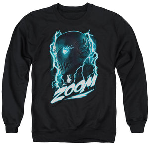 AN OFFCIALLY LICENSED FLASH ZOOM ADULT UNISEX CREWNECK SWEATSHIRT BLACK