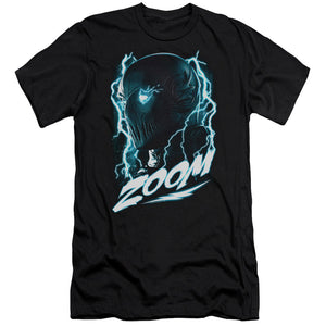 AN OFFCIALLY LICENSED FLASH ZOOM MEN'S PREMIUM SLIM FIT T-SHIRT BLACK