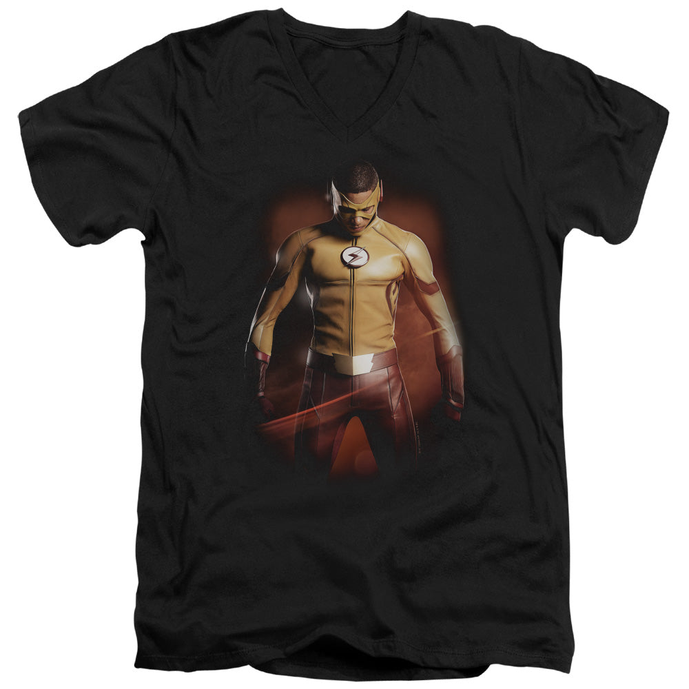 AN OFFCIALLY LICENSED FLASH KID FLASH MEN'S V-NECK T-SHIRT BLACK