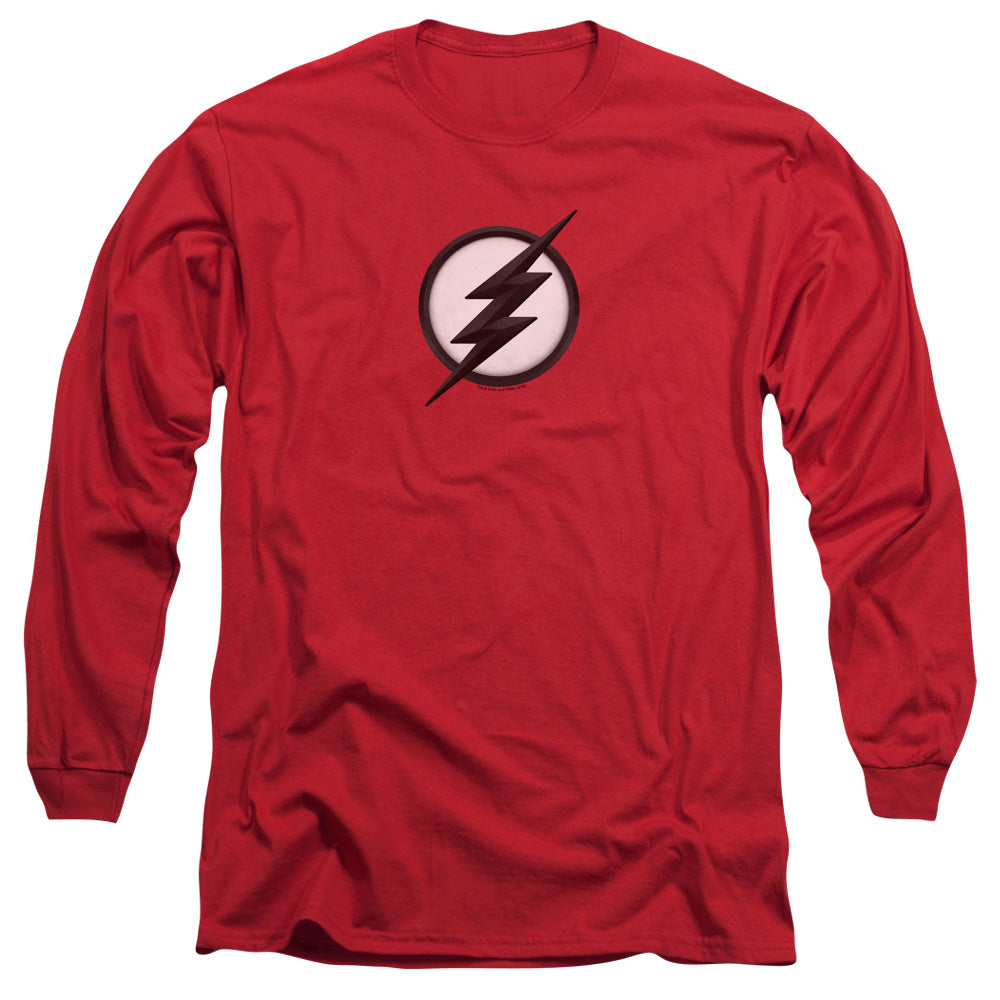 AN OFFCIALLY LICENSED FLASH JESSE QUICK LOGO MEN'S LONG SLEEVE T-SHIRT RED