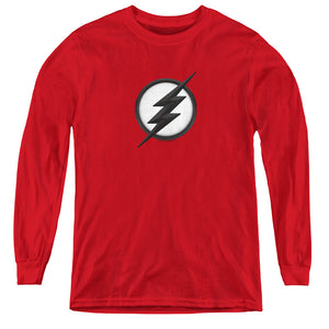 AN OFFCIALLY LICENSED FLASH JESSE QUICK LOGO YOUTH LONG SLEEVE T-SHIRT RED