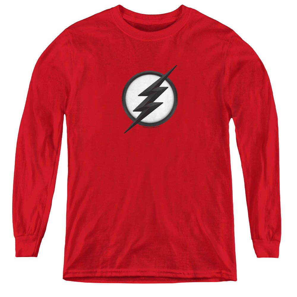 AN OFFCIALLY LICENSED FLASH JESSE QUICK LOGO YOUTH LONG SLEEVE T-SHIRT RED