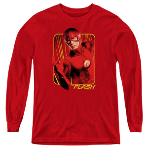 AN OFFCIALLY LICENSED FLASH TV SERIES BARRY BOLTS YOUTH LONG SLEEVE T-SHIRT RED
