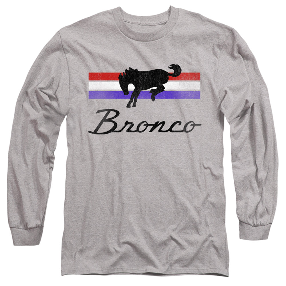 AN OFFCIALLY LICENSED FORD BRONCO BRONCO STRIPES MEN'S LONG SLEEVE T-SHIRT ATHLETIC HEATHER