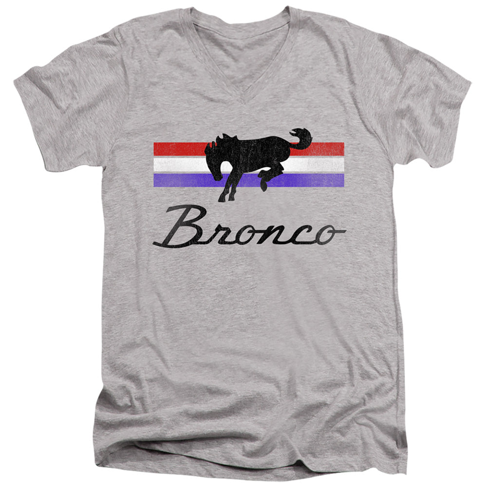AN OFFCIALLY LICENSED FORD BRONCO BRONCO STRIPES MEN'S V-NECK T-SHIRT ATHLETIC HEATHER