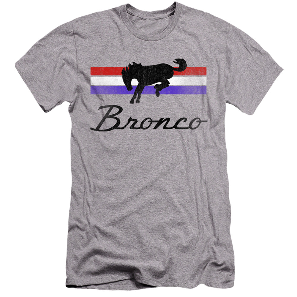 AN OFFCIALLY LICENSED FORD BRONCO BRONCO STRIPES MEN'S PREMIUM SLIM FIT T-SHIRT ATHLETIC HEATHER