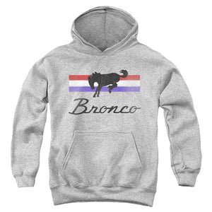 AN OFFCIALLY LICENSED FORD BRONCO BRONCO STRIPES YOUTH HOODIE ATHLETIC HEATHER