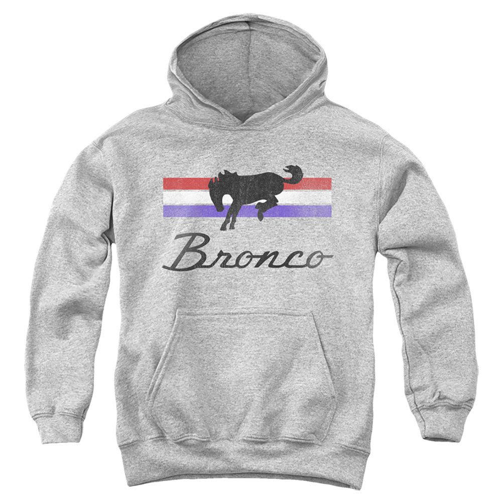 AN OFFCIALLY LICENSED FORD BRONCO BRONCO STRIPES YOUTH HOODIE ATHLETIC HEATHER