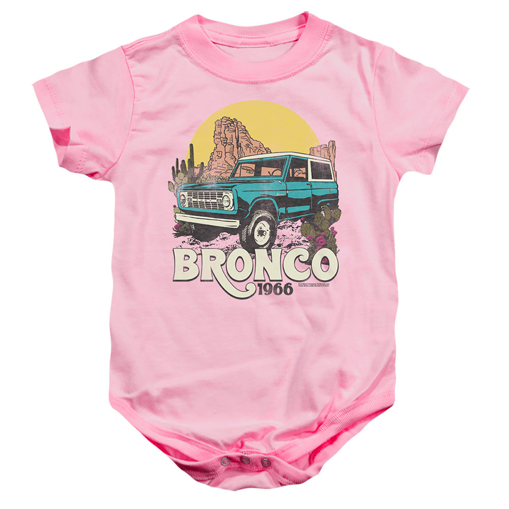 AN OFFCIALLY LICENSED FORD BRONCO BRONCO DESERT RIDE BABY BODYSUIT PINK