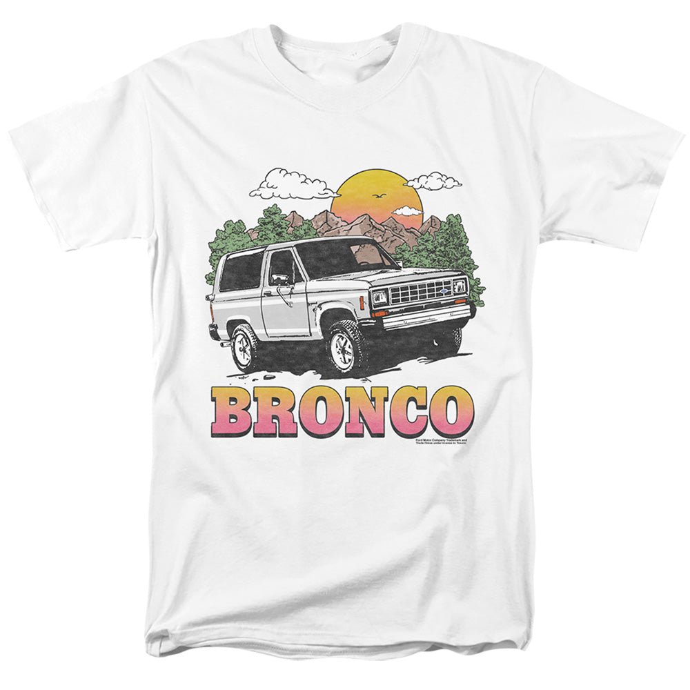 AN OFFCIALLY LICENSED FORD BRONCO BRONCO IN THE MOUNTAINS MEN'S REGULAR FIT T-SHIRT WHITE