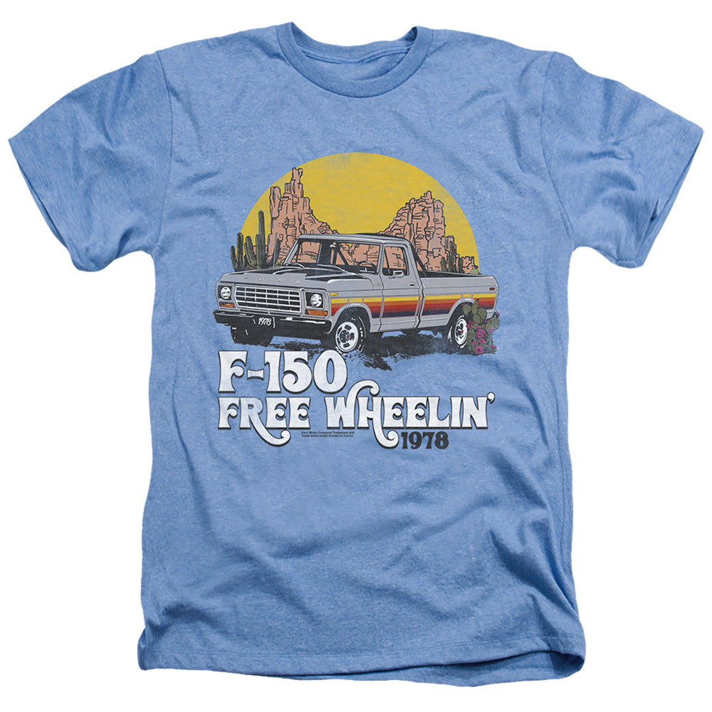 AN OFFCIALLY LICENSED FORD BRONCO F150 DESERT RIDE MEN'S HEATHER T-SHIRT LIGHT BLUE