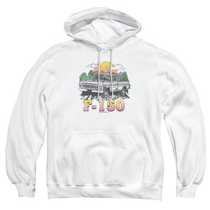 AN OFFCIALLY LICENSED FORD BRONCO F150 MOUNTAIN RIDE ADULT UNISEX PULLOVER HOODIE WHITE