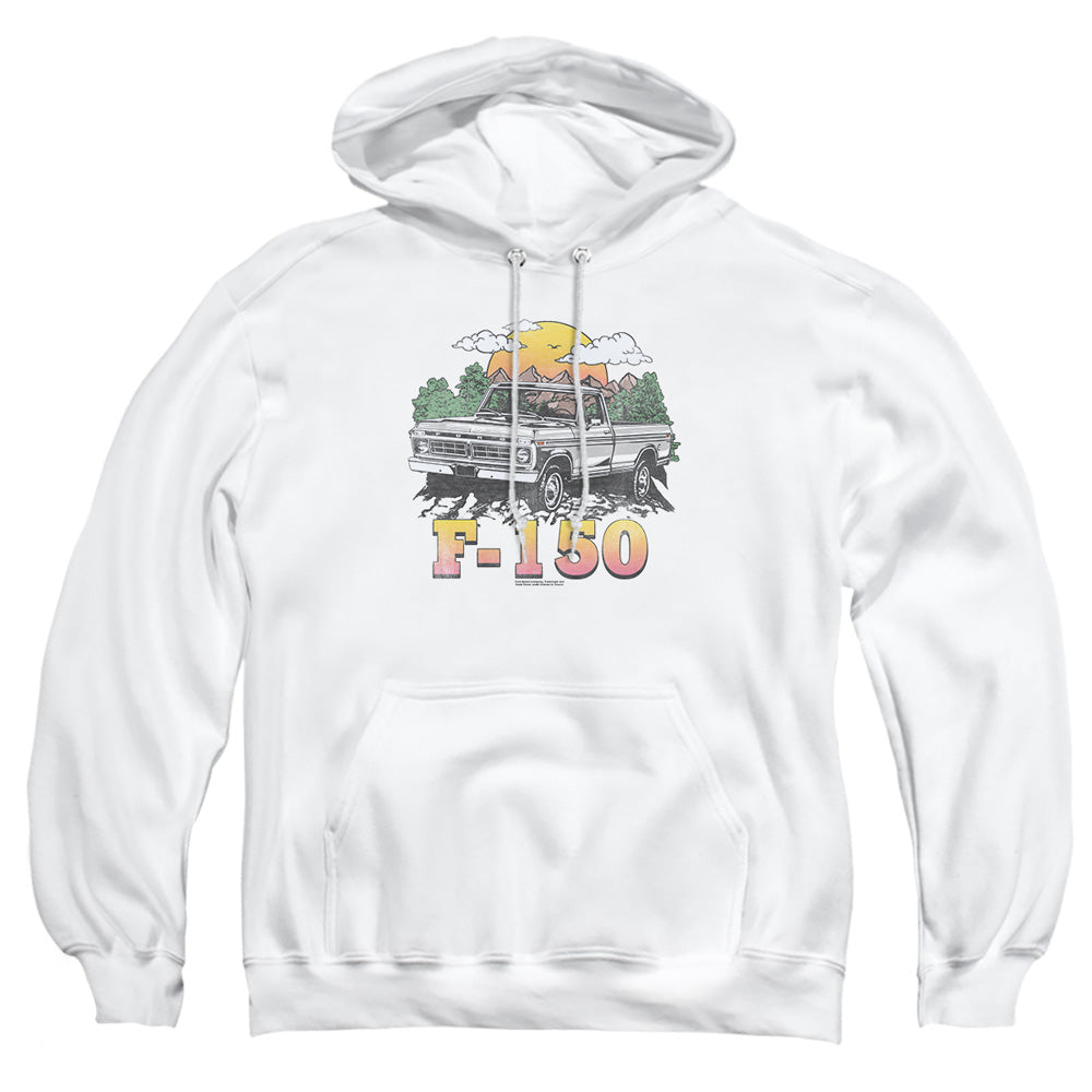 AN OFFCIALLY LICENSED FORD BRONCO F150 MOUNTAIN RIDE ADULT UNISEX PULLOVER HOODIE WHITE