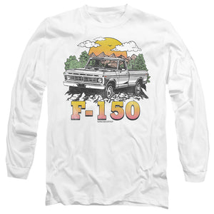 AN OFFCIALLY LICENSED FORD BRONCO F150 MOUNTAIN RIDE MEN'S LONG SLEEVE T-SHIRT WHITE
