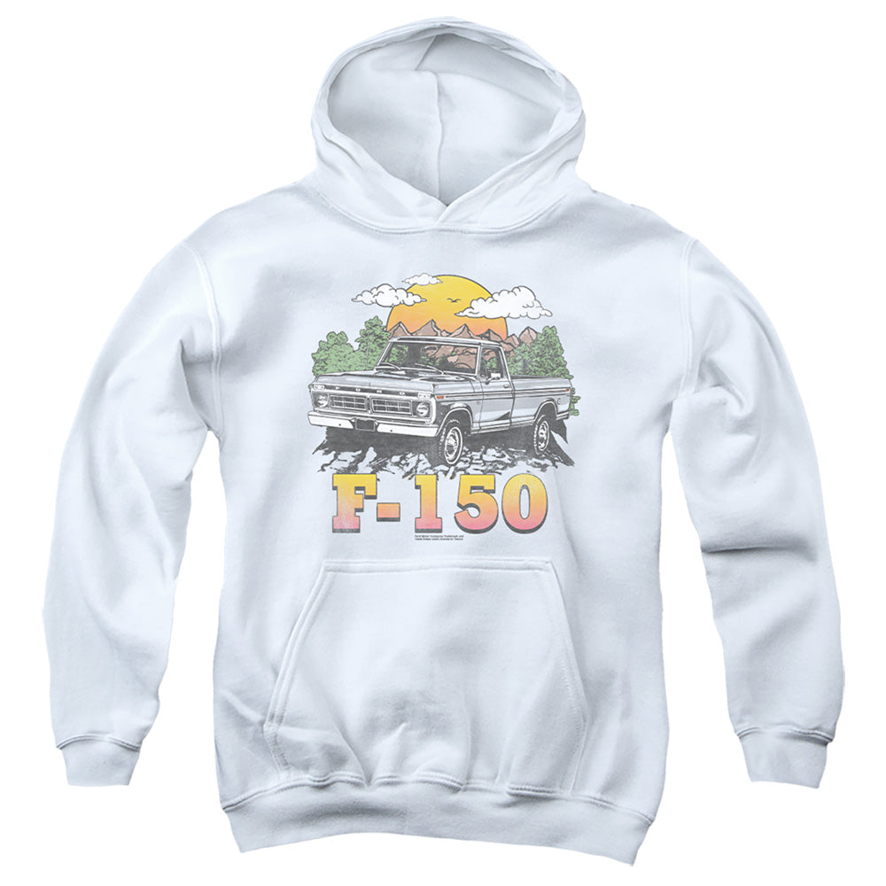 AN OFFCIALLY LICENSED FORD BRONCO F150 MOUNTAIN RIDE YOUTH HOODIE WHITE