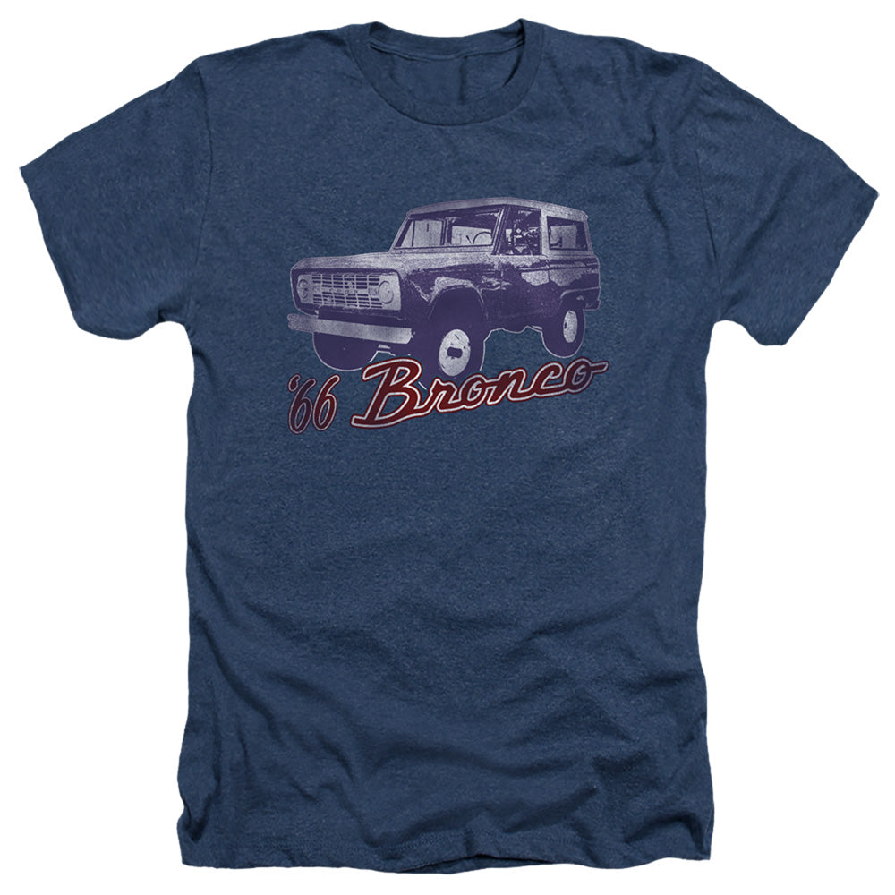 AN OFFCIALLY LICENSED FORD BRONCO 66 BRONCO CLASSIC MEN'S HEATHER T-SHIRT NAVY