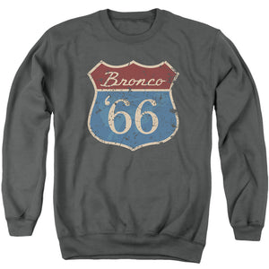 AN OFFCIALLY LICENSED FORD BRONCO ROUTE 66 BRONCO ADULT UNISEX CREWNECK SWEATSHIRT CHARCOAL