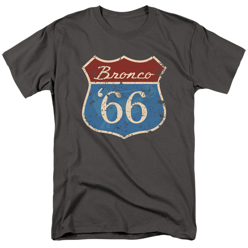 AN OFFCIALLY LICENSED FORD BRONCO ROUTE 66 BRONCO MEN'S REGULAR FIT T-SHIRT CHARCOAL